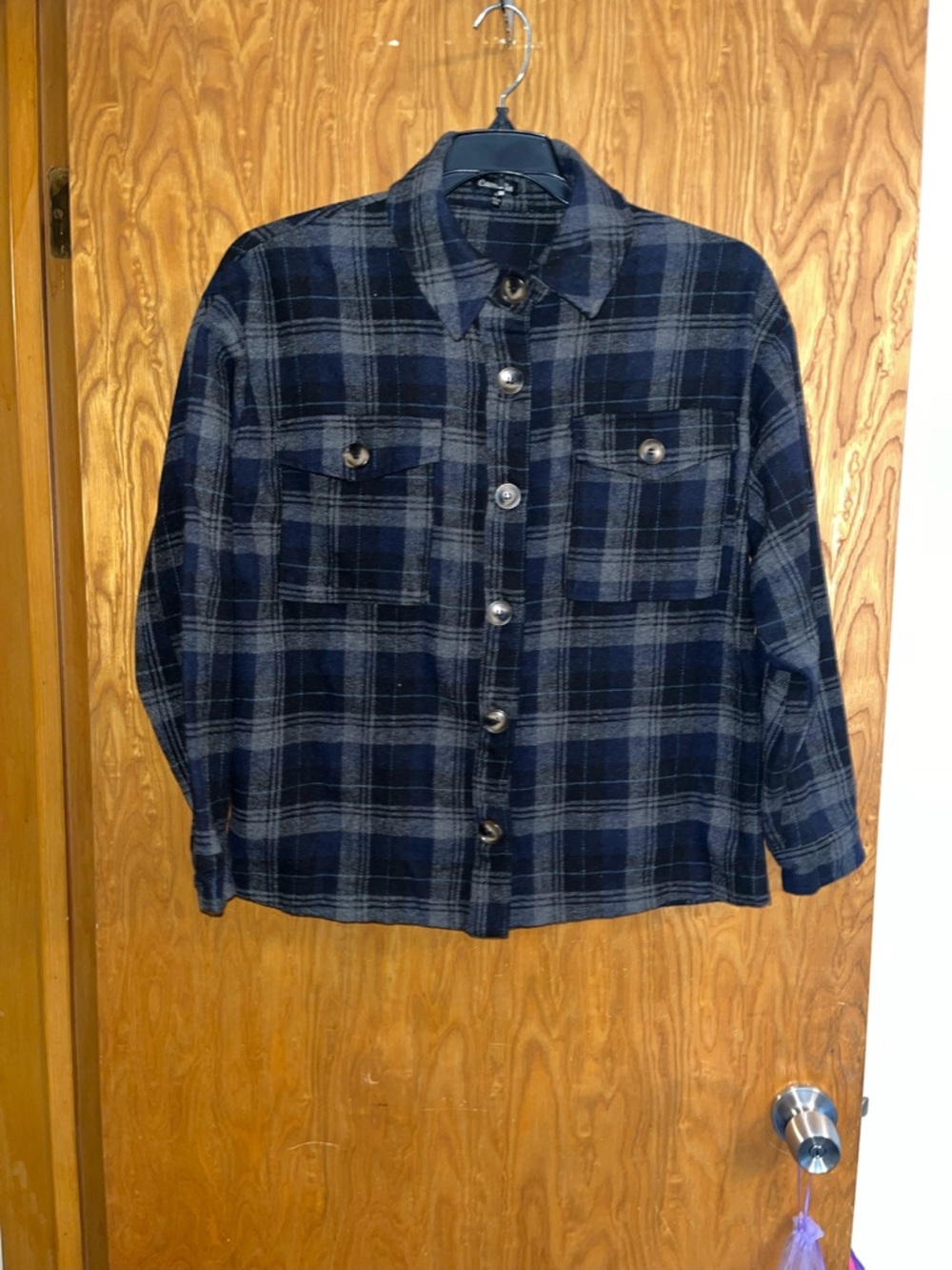Women’s Navy & Gray Plaid Utility Jacket